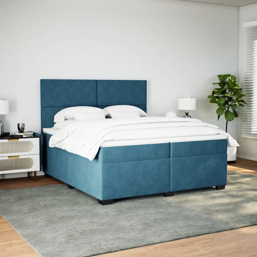 Sommier à lattes de lit et matelas Bleu 200x200 cm velours - XIOS