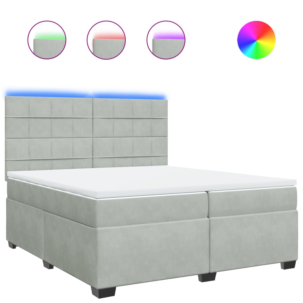 Sommier à lattes de lit et matelas Gris clair 200x200cm Velours - XIOS