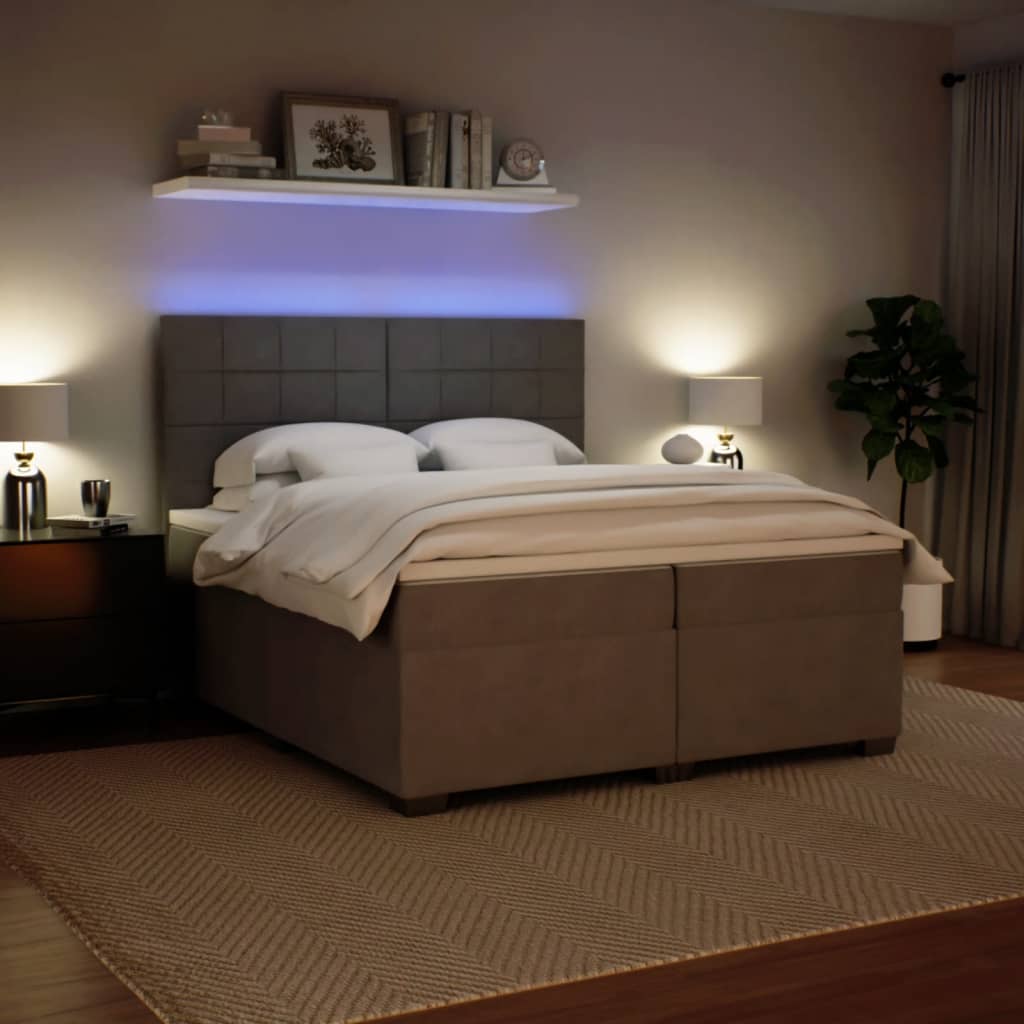 Sommier à lattes de lit et matelas Gris clair 200x200cm Velours - XIOS