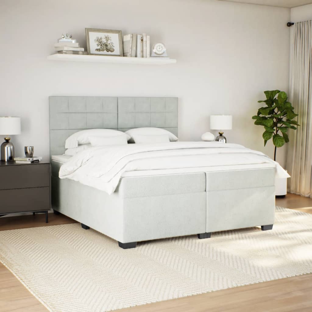 Sommier à lattes de lit et matelas Gris clair 200x200cm Velours - XIOS