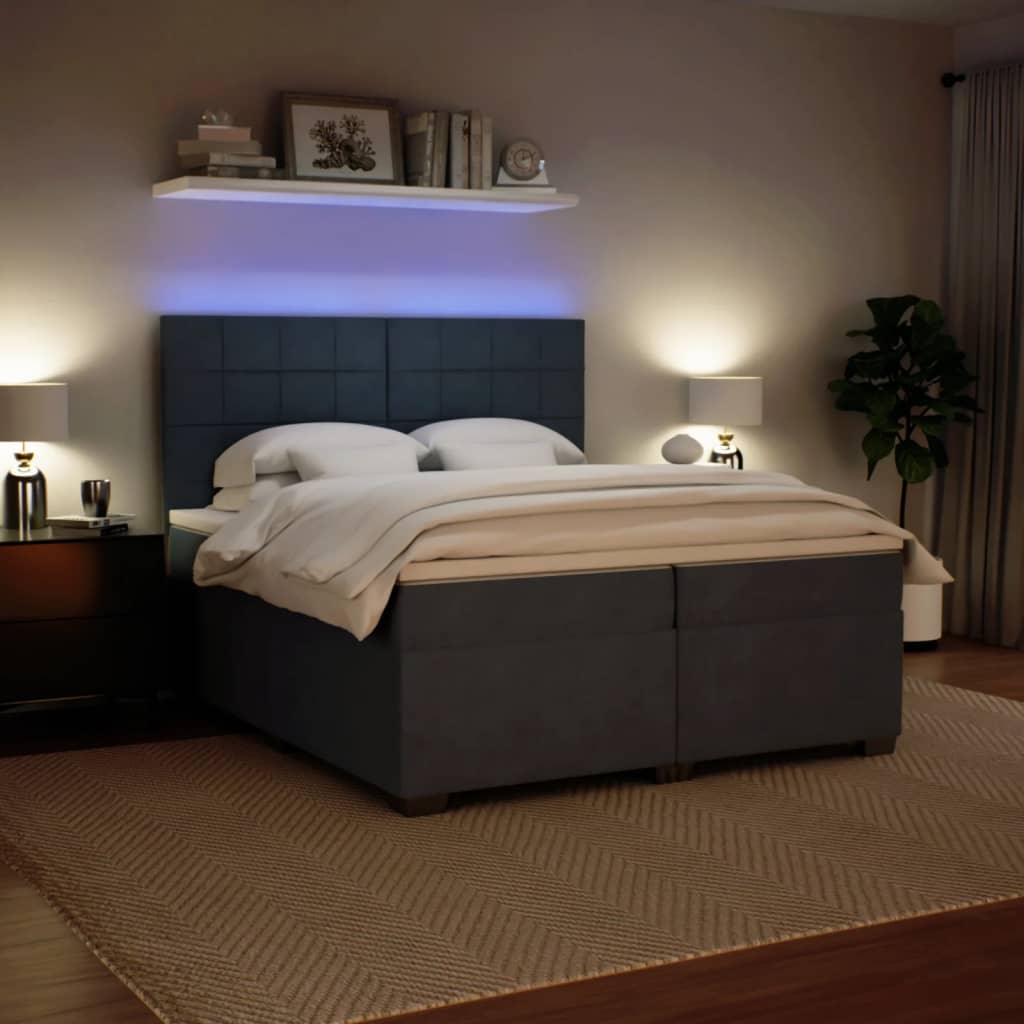 Sommier à lattes de lit et matelas Gris foncé 200x200cm Velours - XIOS