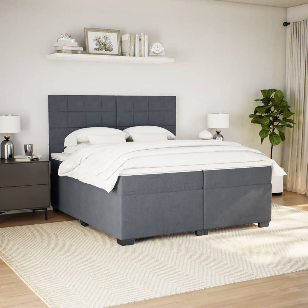 Sommier à lattes de lit et matelas Gris foncé 200x200cm Velours - XIOS