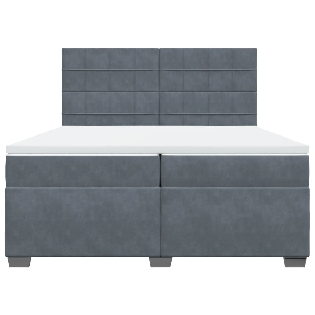 Sommier à lattes de lit et matelas Gris foncé 200x200cm Velours - XIOS