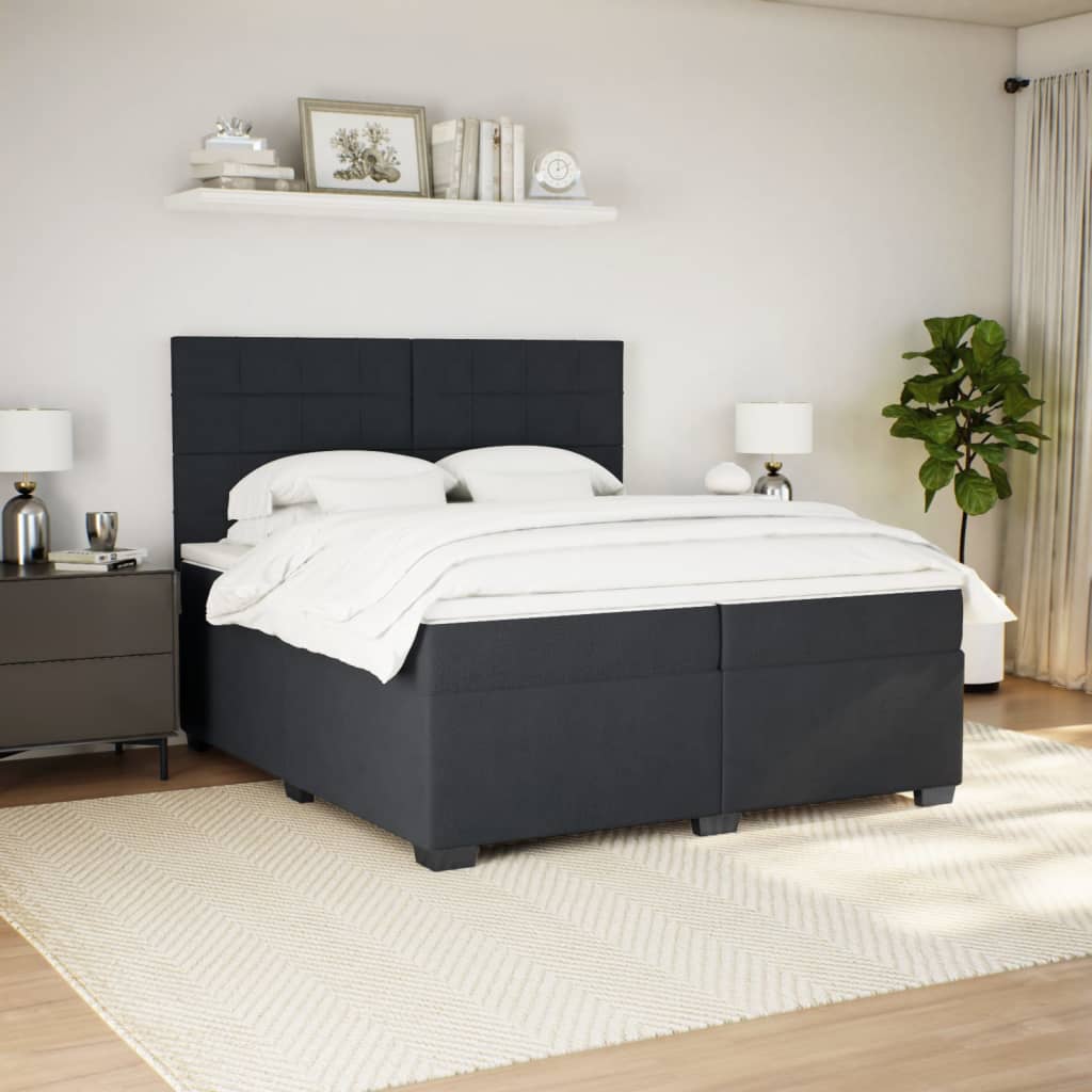 Sommier à lattes de lit et matelas Noir 200x200 cm Velours - XIOS