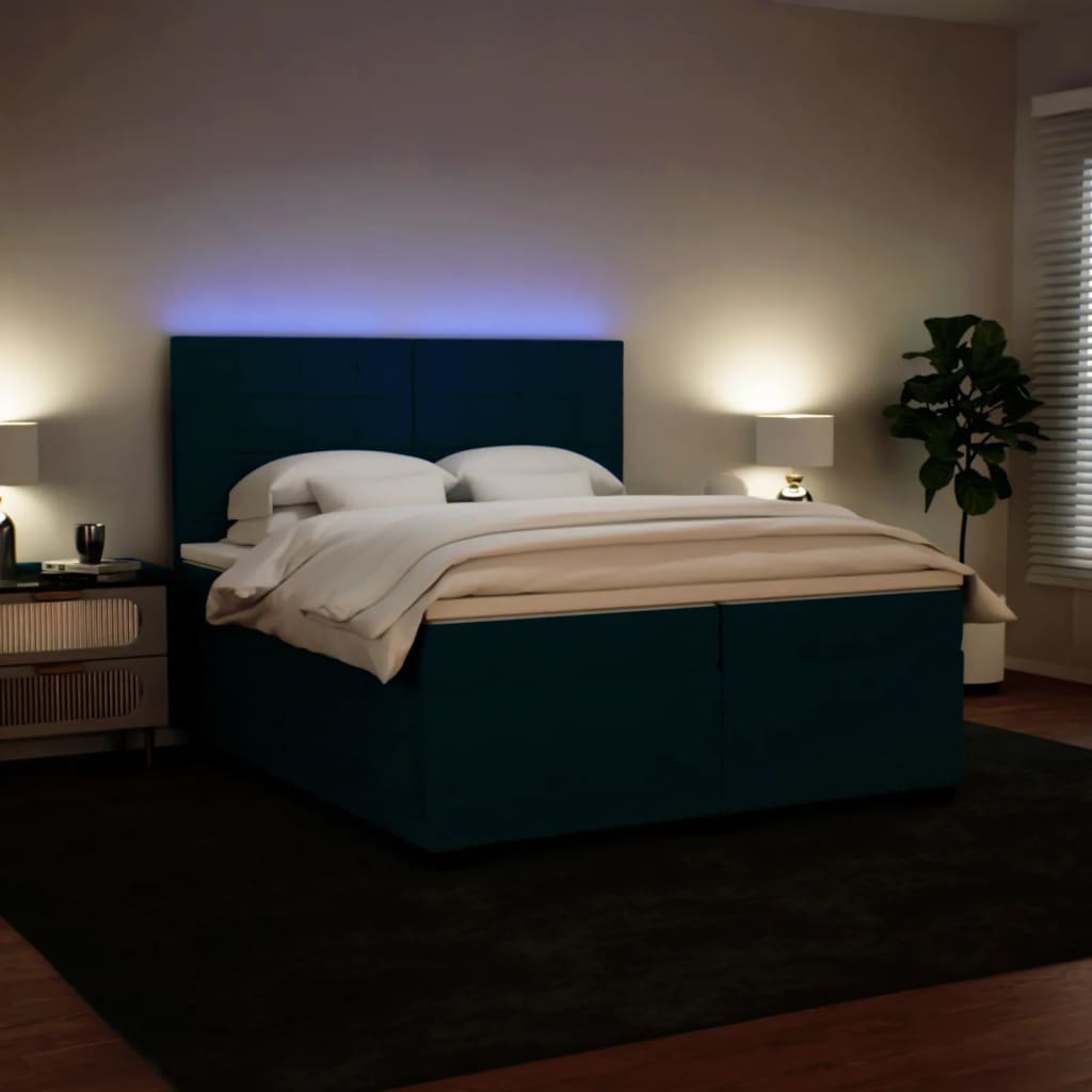 Sommier à lattes de lit et matelas Bleu 200x200 cm velours - XIOS