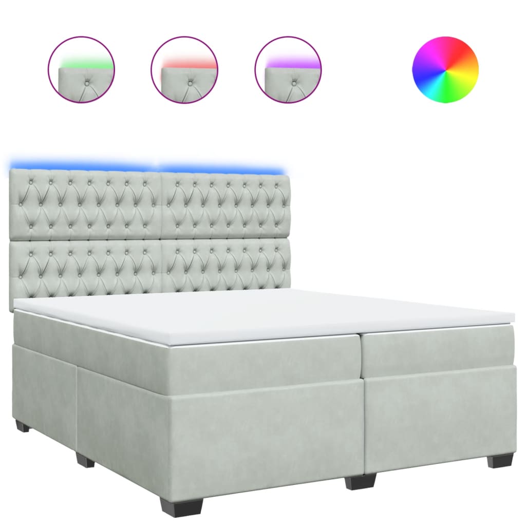 Sommier à lattes de lit et matelas Gris clair 200x200cm Velours - XIOS