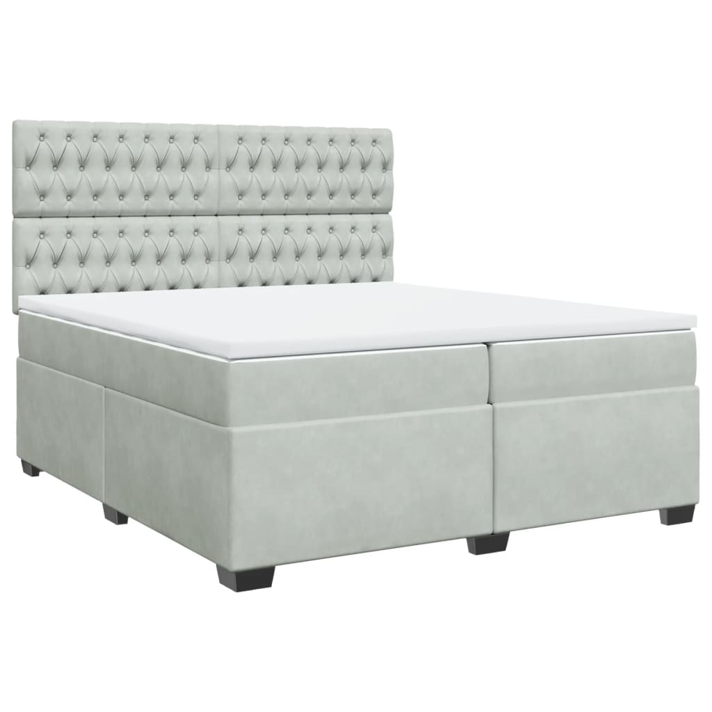 Sommier à lattes de lit et matelas Gris clair 200x200cm Velours - XIOS