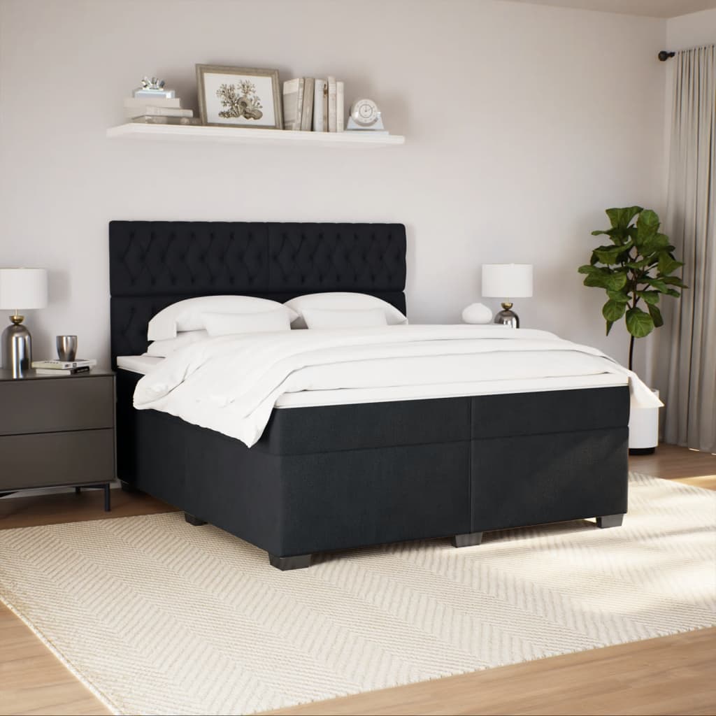 Sommier à lattes de lit et matelas Noir 200x200 cm Velours - XIOS
