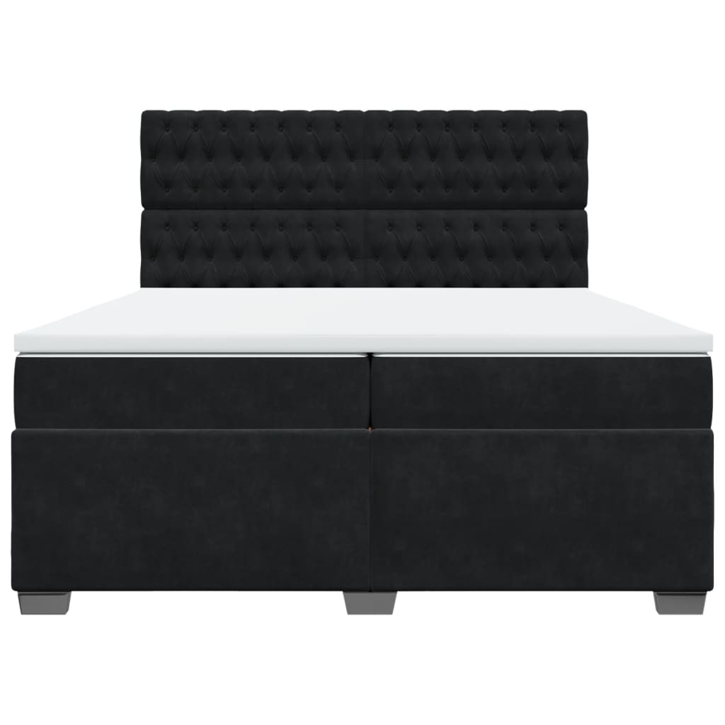 Sommier à lattes de lit et matelas Noir 200x200 cm Velours - XIOS