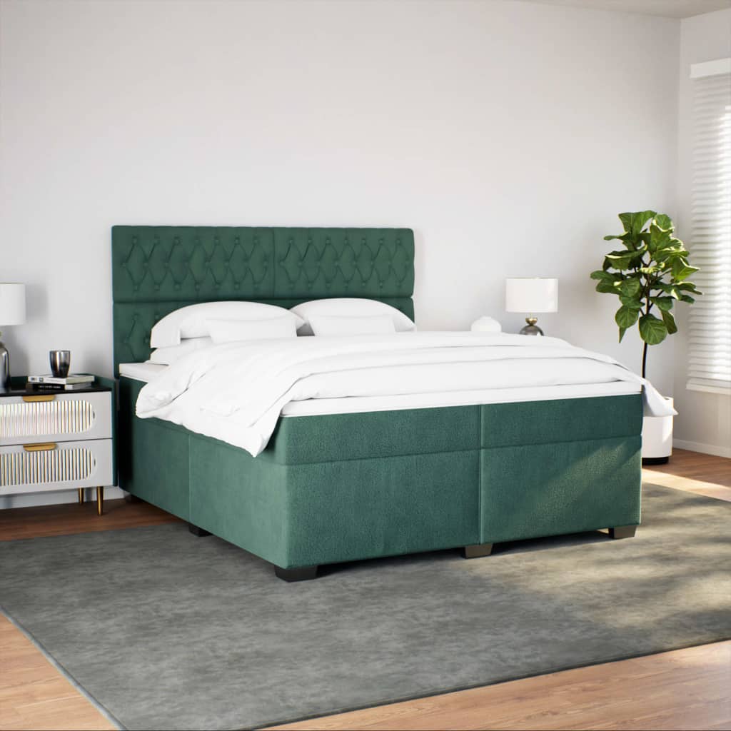 Sommier à lattes de lit et matelas Vert foncé 200x200cm Velours - XIOS
