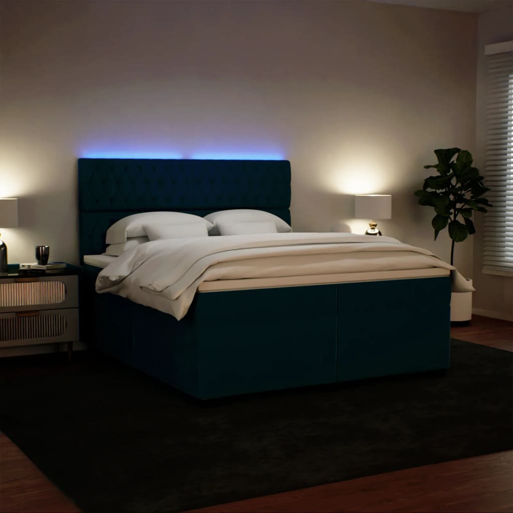 Sommier à lattes de lit et matelas Bleu 200x200 cm velours - XIOS