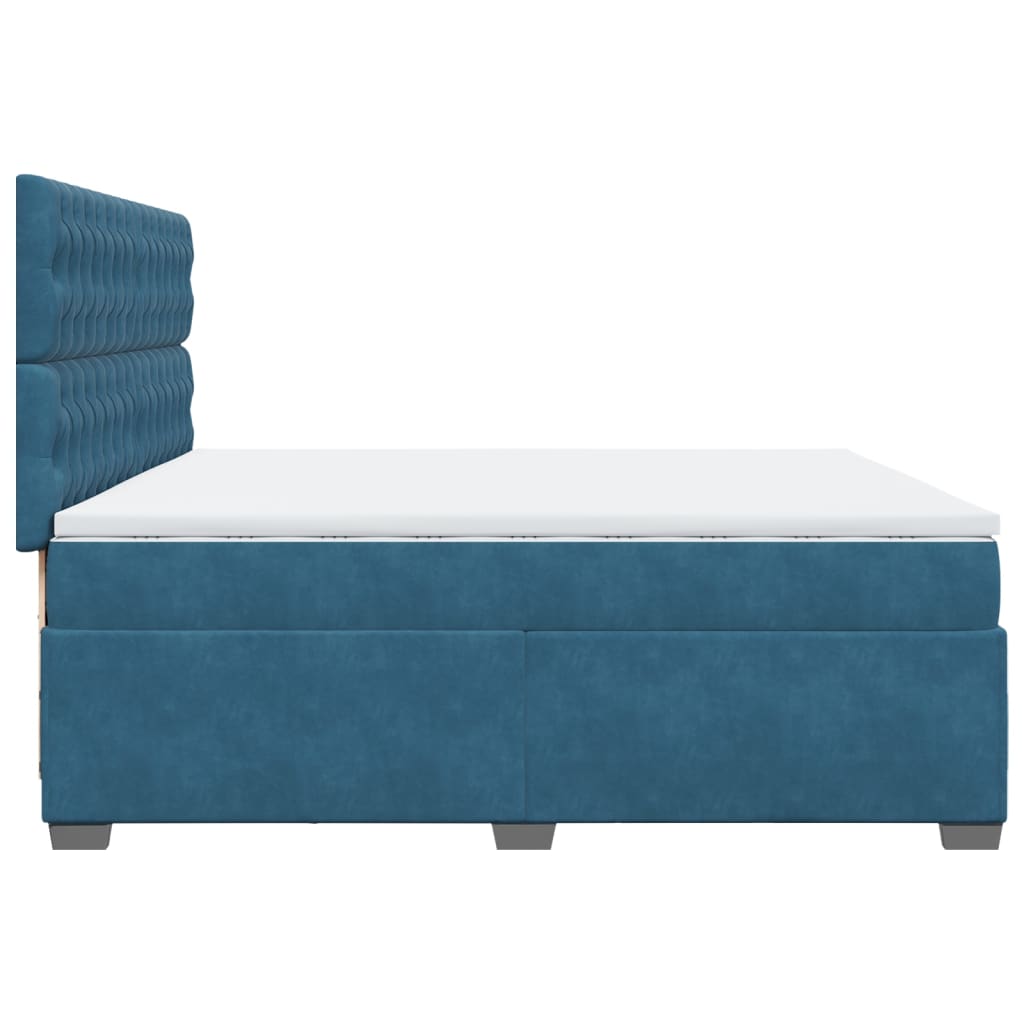 Sommier à lattes de lit et matelas Bleu 200x200 cm velours - XIOS