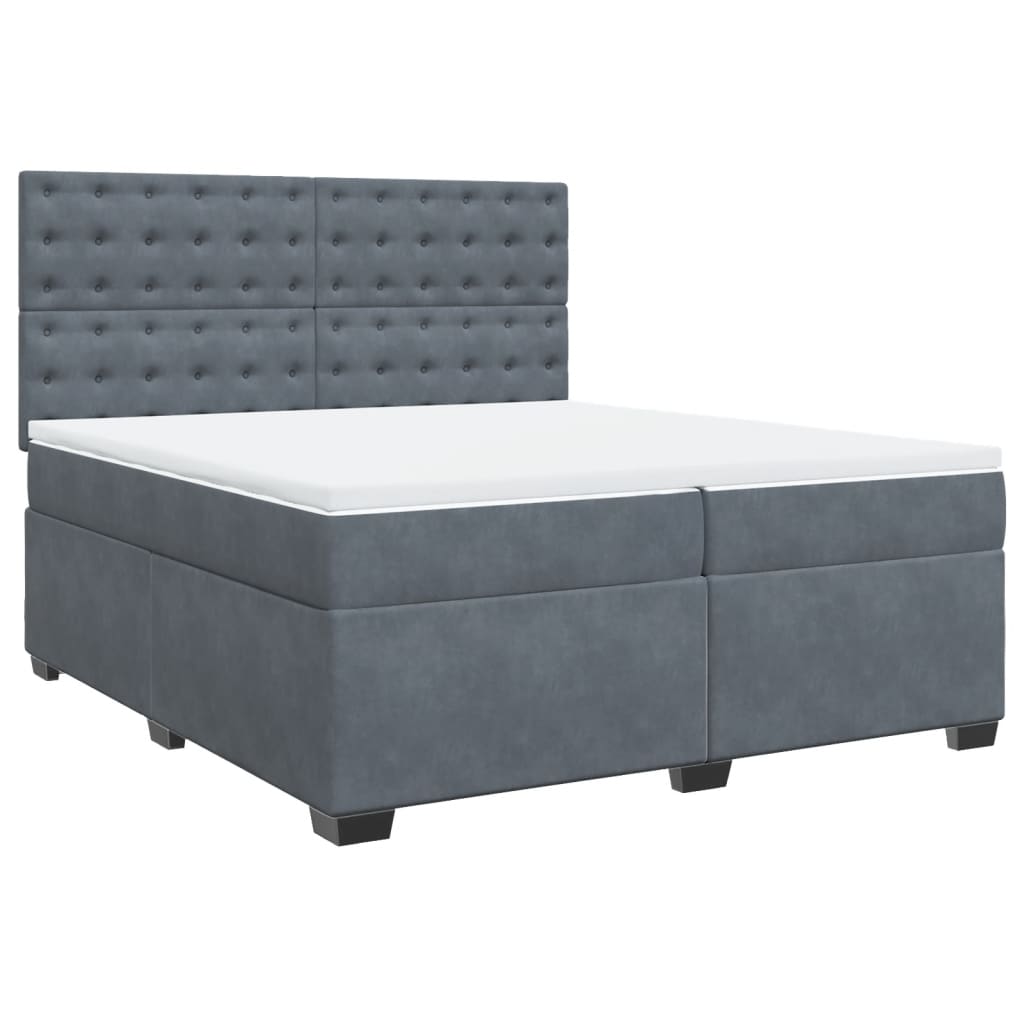Sommier à lattes de lit et matelas Gris foncé 200x200cm Velours - XIOS
