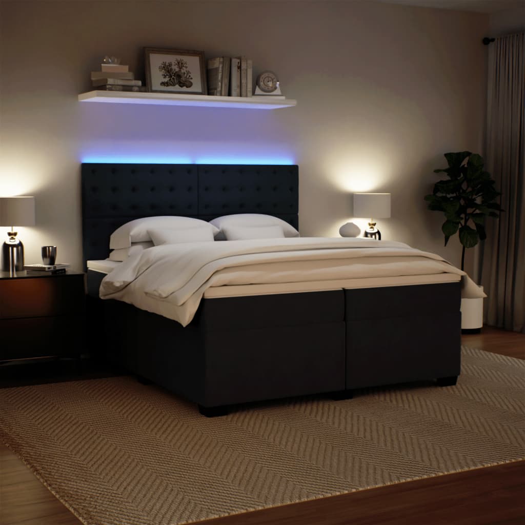 Sommier à lattes de lit et matelas Gris foncé 200x200cm Velours - XIOS