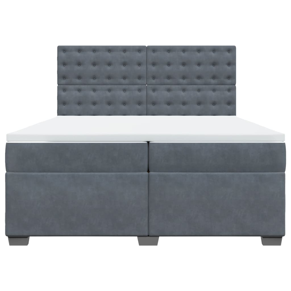 Sommier à lattes de lit et matelas Gris foncé 200x200cm Velours - XIOS
