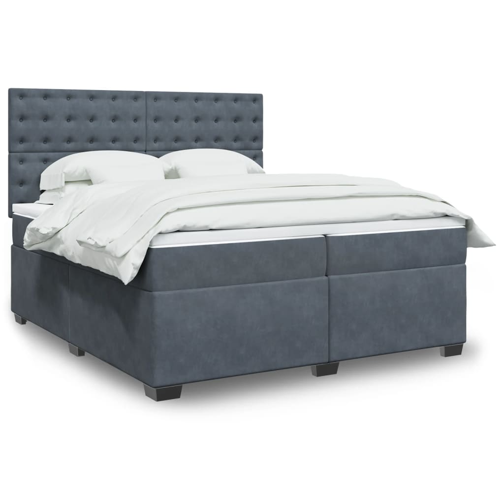 Sommier à lattes de lit et matelas Gris foncé 200x200cm Velours - XIOS