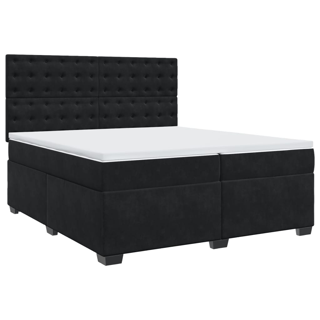 Sommier à lattes de lit et matelas Noir 200x200 cm Velours - XIOS
