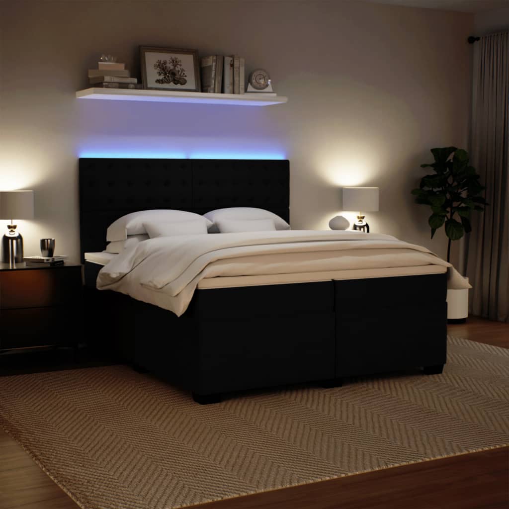 Sommier à lattes de lit et matelas Noir 200x200 cm Velours - XIOS
