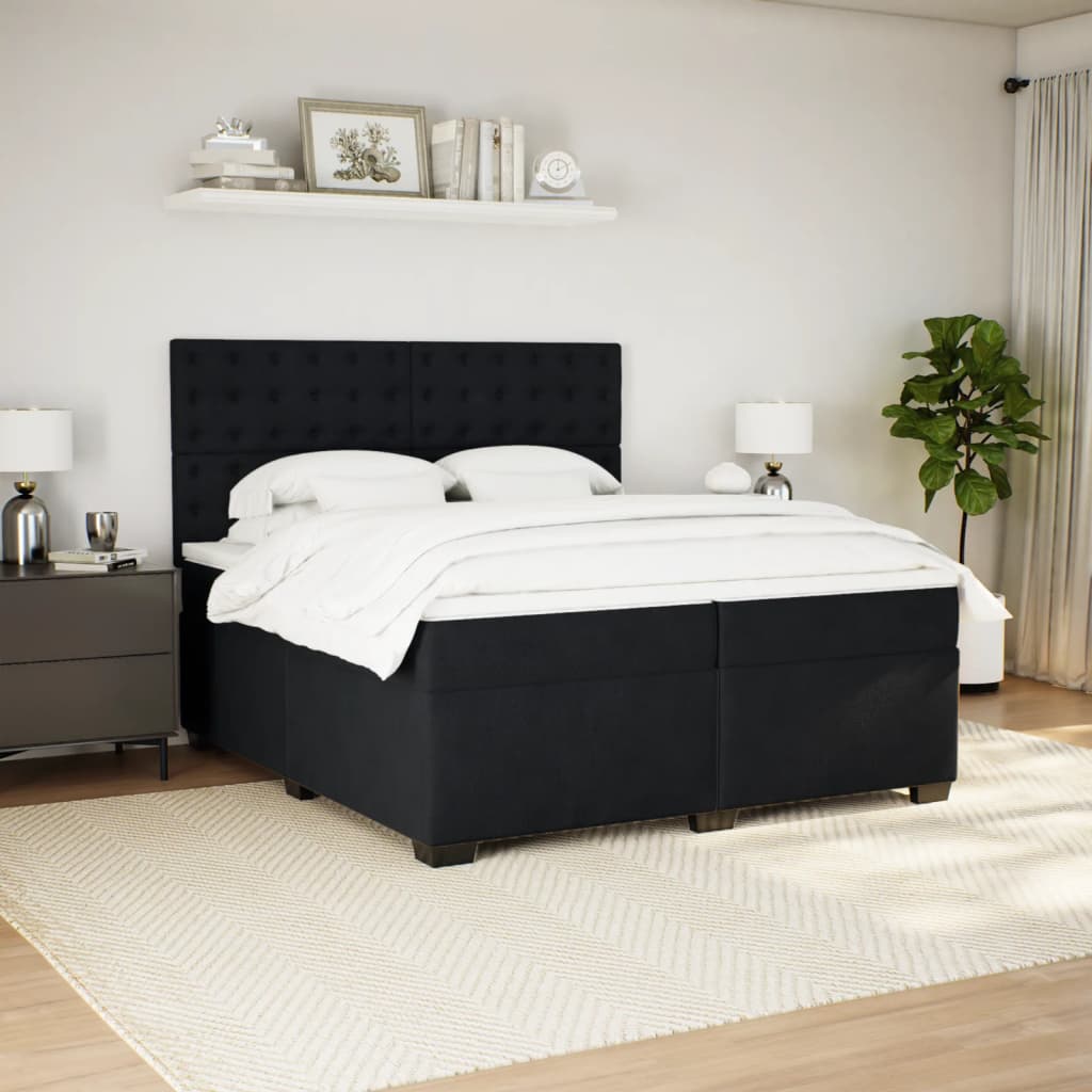 Sommier à lattes de lit et matelas Noir 200x200 cm Velours - XIOS
