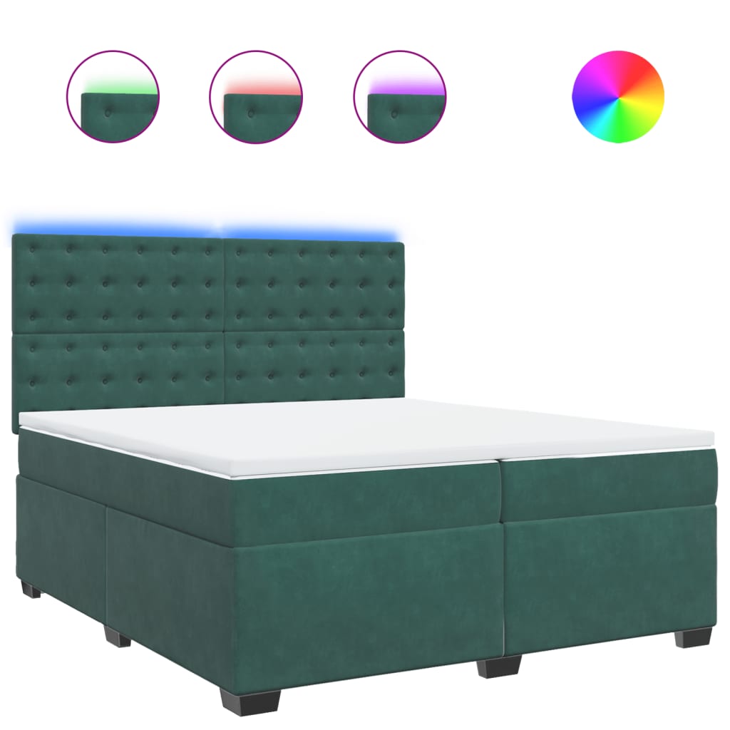 Sommier à lattes de lit et matelas Vert foncé 200x200cm Velours - XIOS