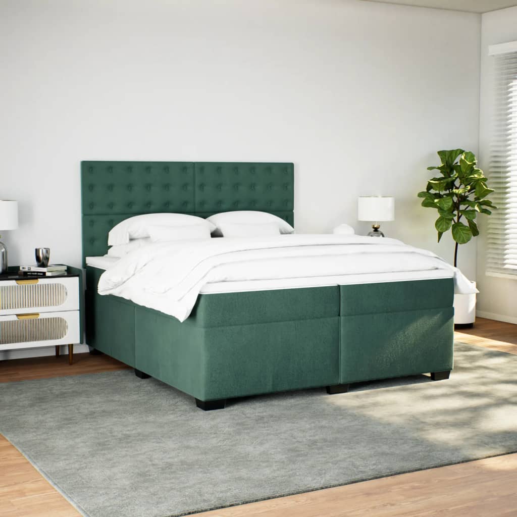 Sommier à lattes de lit et matelas Vert foncé 200x200cm Velours - XIOS