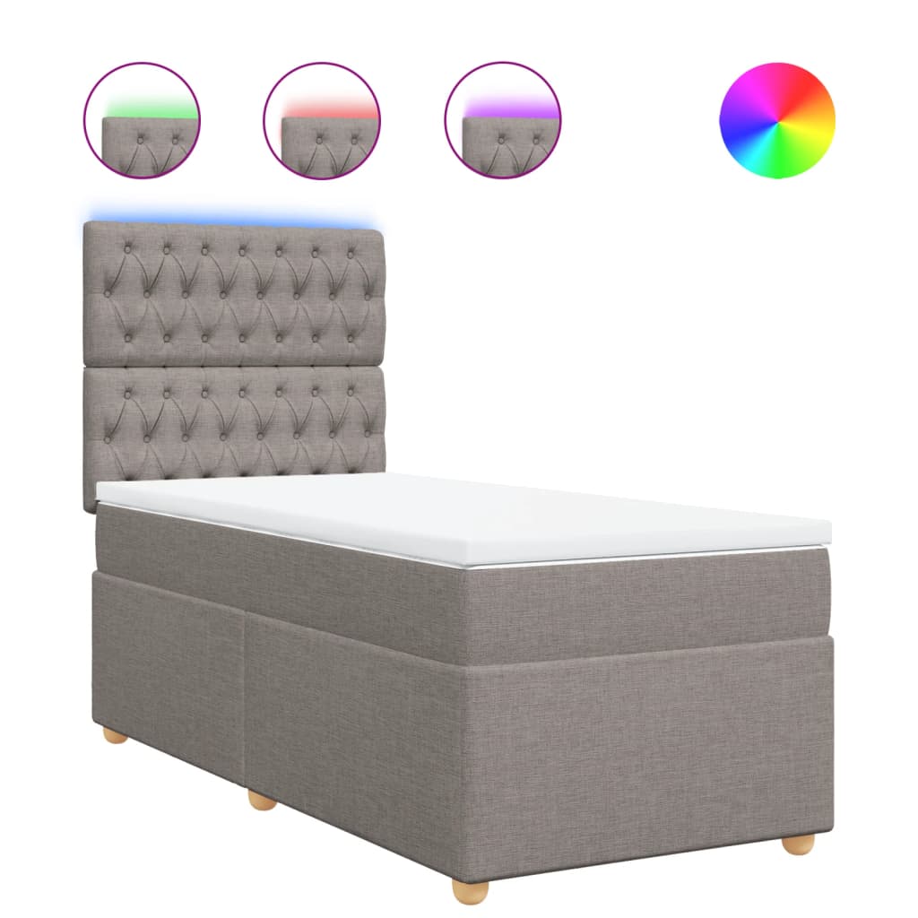 Sommier à lattes de lit avec matelas Taupe 80x200 cm Tissu - XIOS