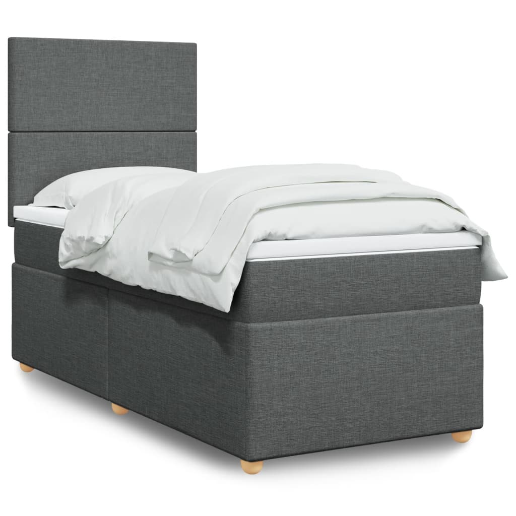 Sommier à lattes de lit et matelas Gris foncé 90x190 cm Tissu - XIOS