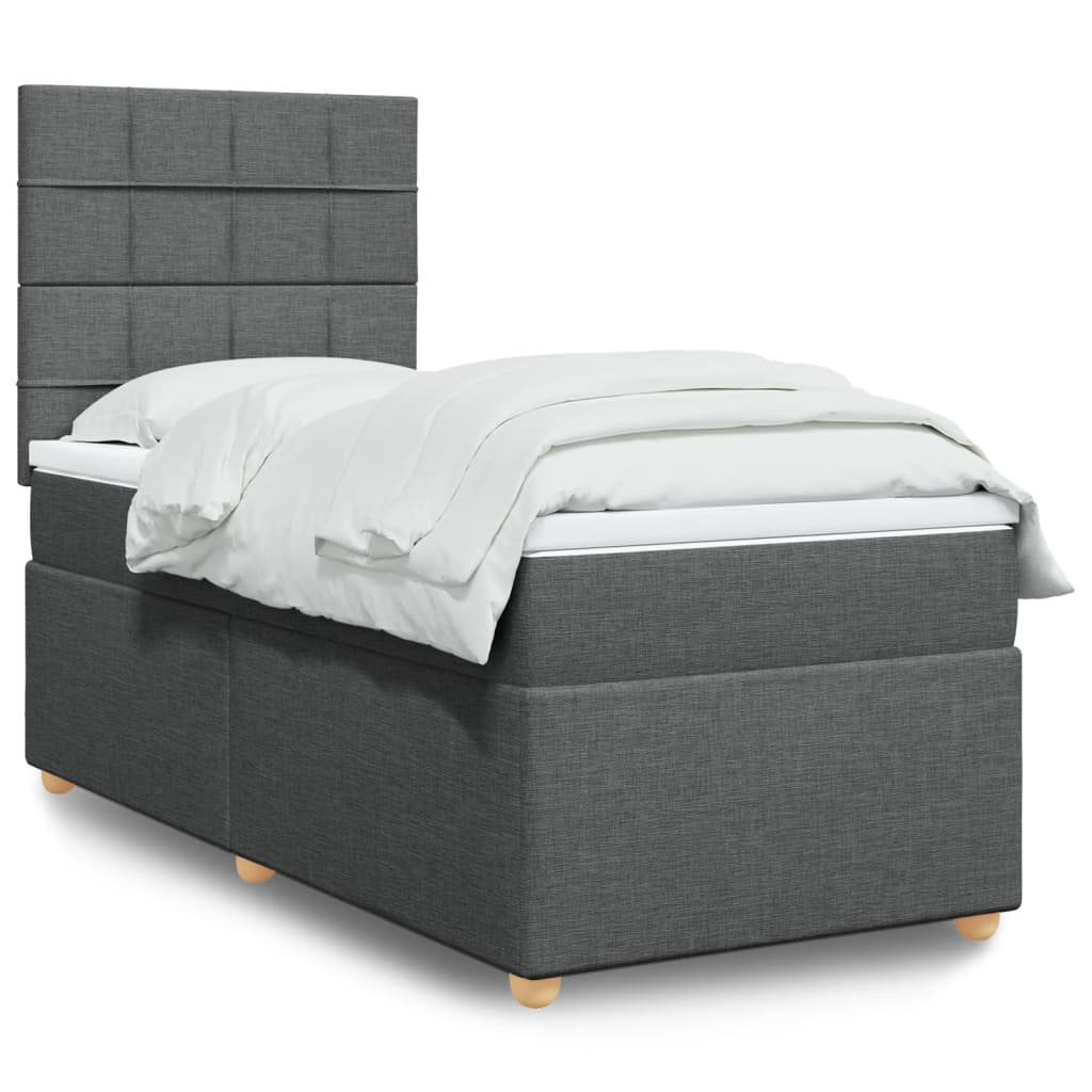 Sommier à lattes de lit et matelas Gris foncé 90x190 cm Tissu - XIOS