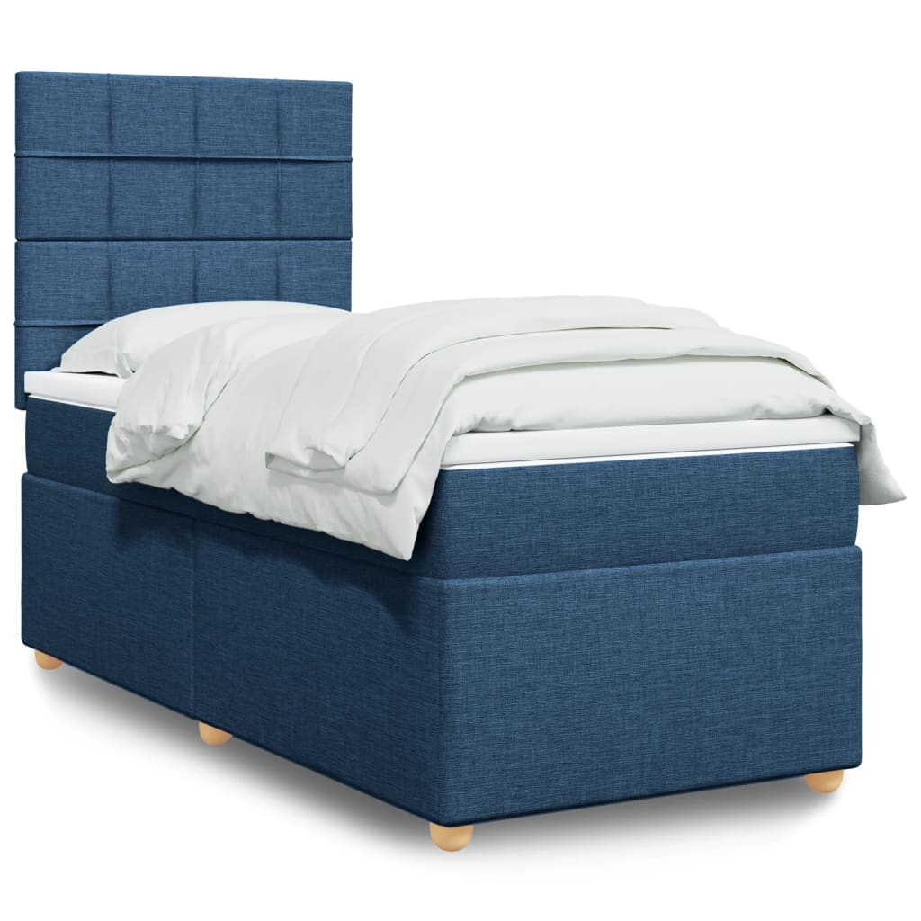 Sommier à lattes de lit avec matelas Bleu 90x190 cm Tissu - XIOS