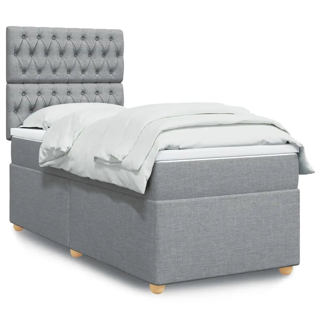 Sommier à lattes de lit et matelas Gris clair 90x190 cm Tissu - XIOS