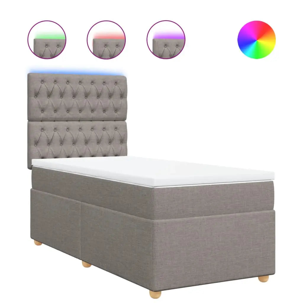 Sommier à lattes de lit avec matelas Taupe 90x190 cm Tissu - XIOS