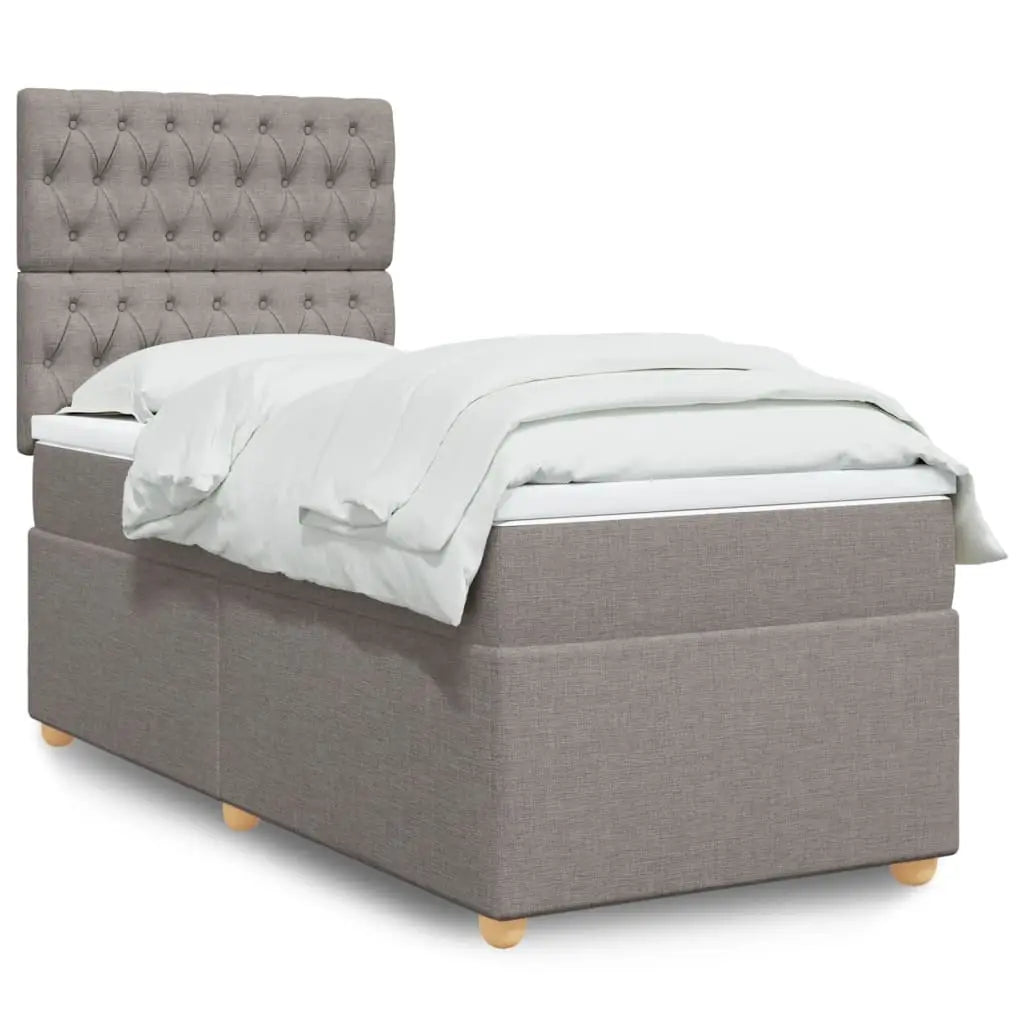 Sommier à lattes de lit avec matelas Taupe 90x190 cm Tissu - XIOS