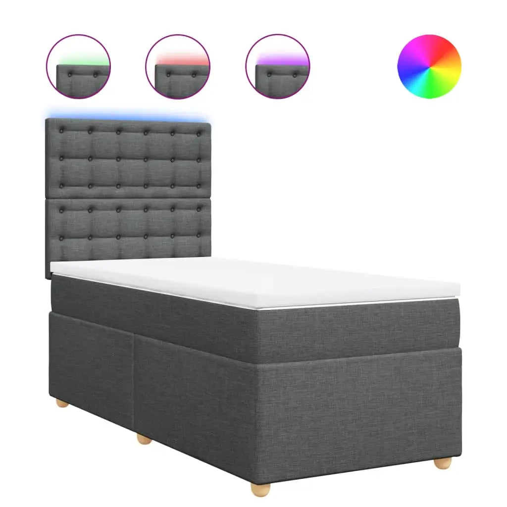 Sommier à lattes de lit et matelas Gris foncé 90x190 cm Tissu - XIOS