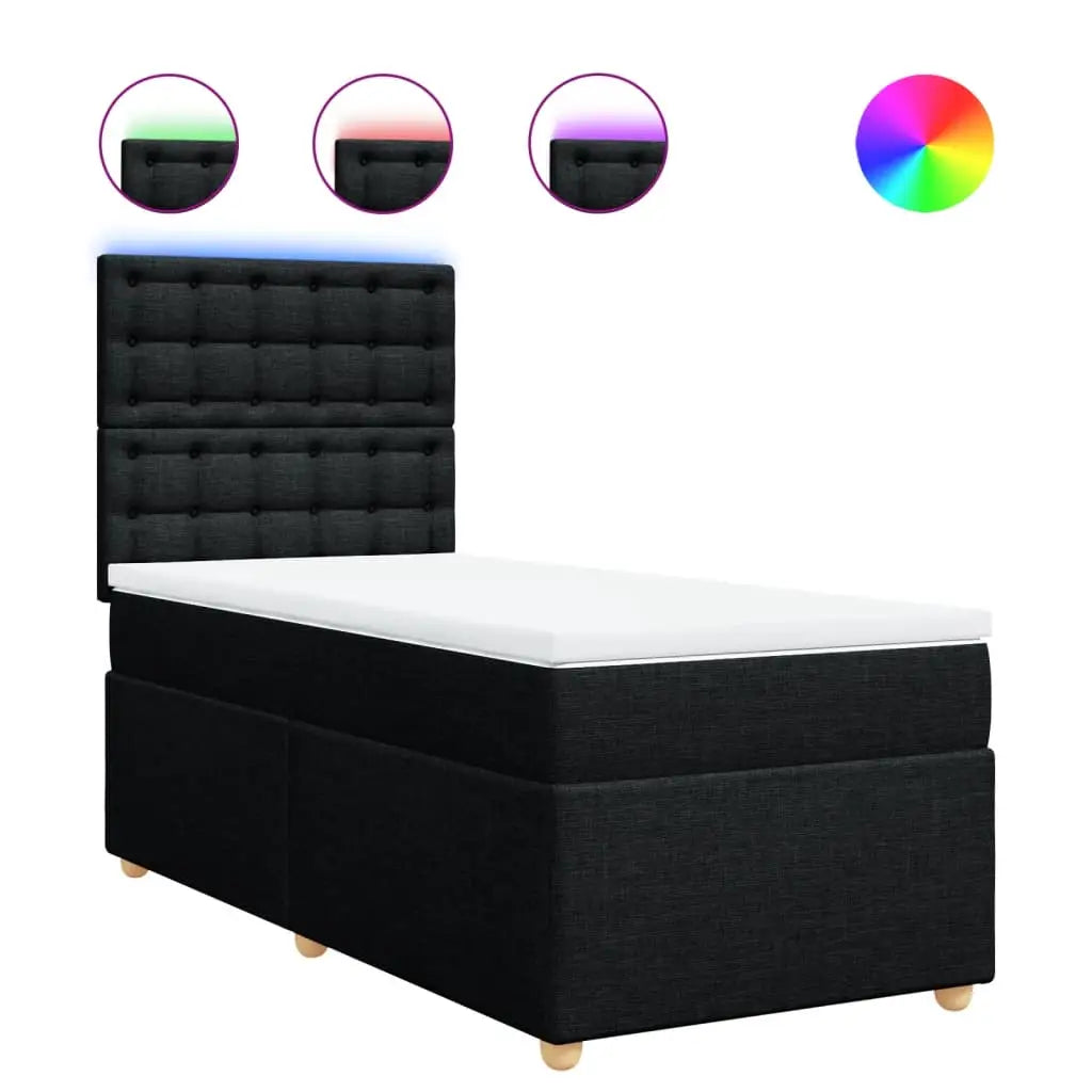 Sommier à lattes de lit avec matelas Noir 90x190 cm Tissu - XIOS