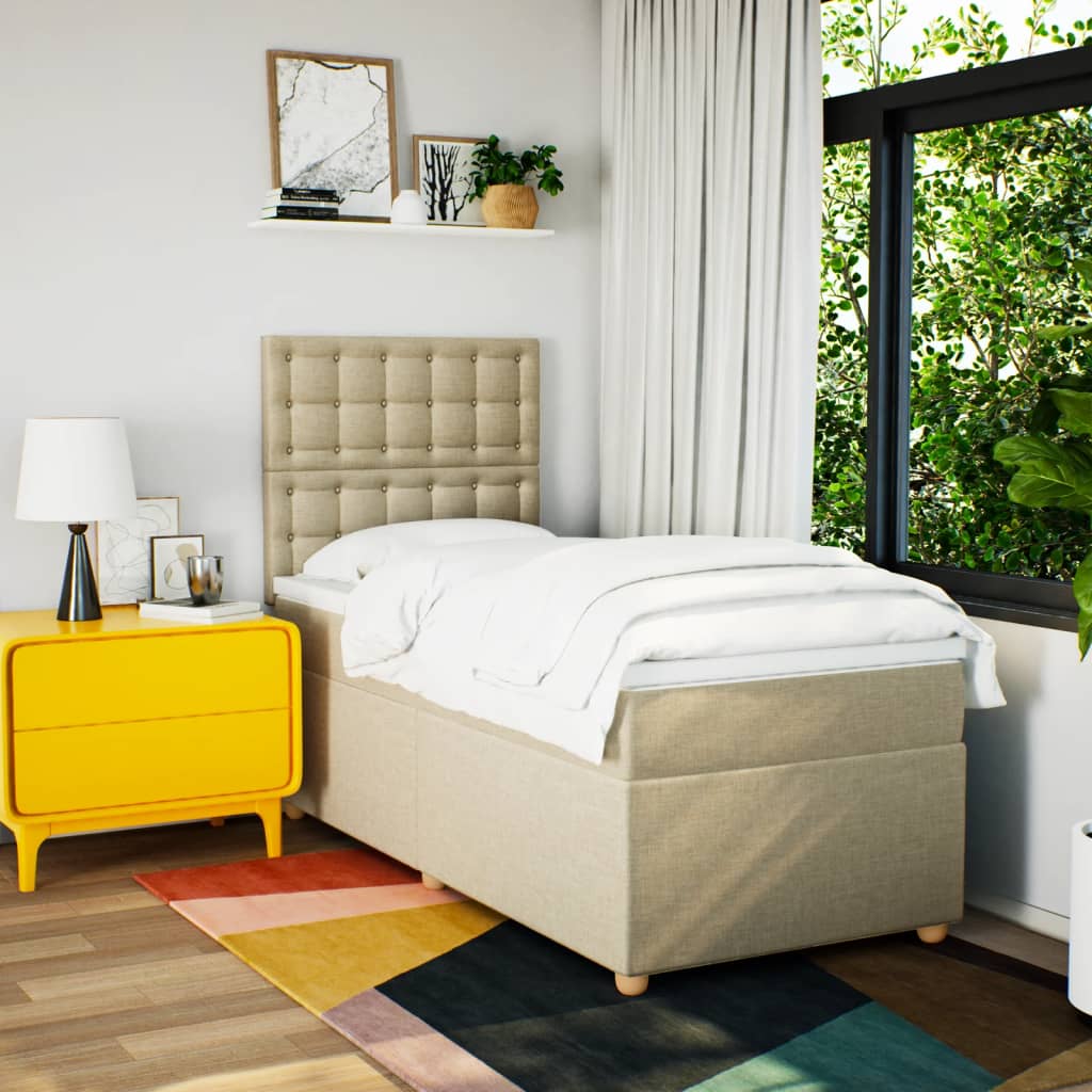 Sommier à lattes de lit et matelas Crème 90x190 cm Tissu - XIOS