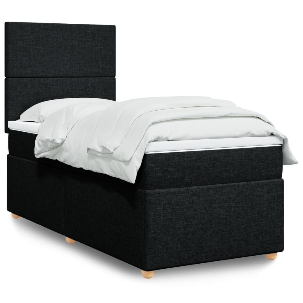 Sommier à lattes de lit avec matelas Noir 90x200 cm Tissu - XIOS