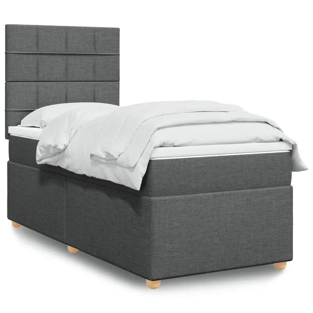 Sommier à lattes de lit avec matelas Gris foncé 90x200 cm Tissu - XIOS