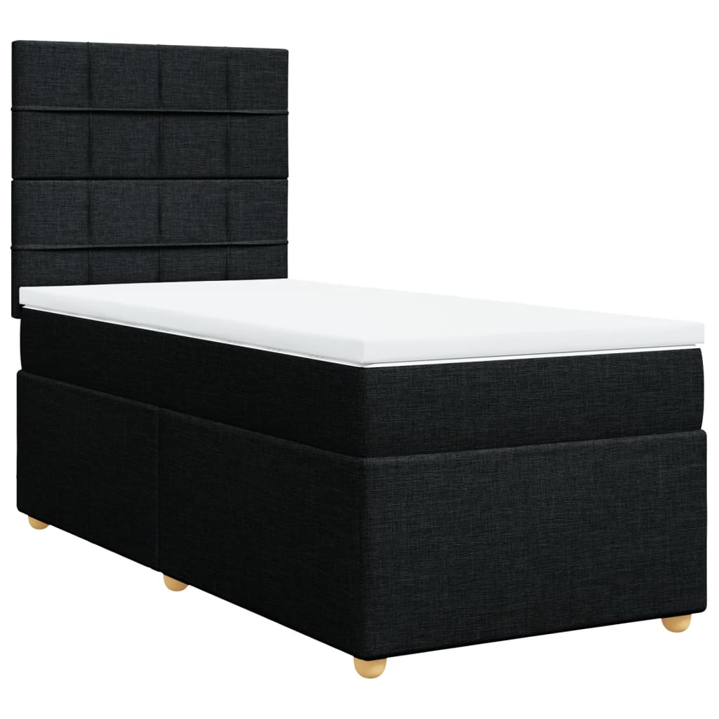 Sommier à lattes de lit avec matelas Noir 90x200 cm Tissu - XIOS