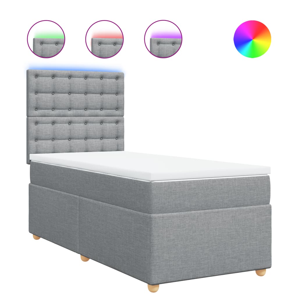 Sommier à lattes de lit avec matelas Gris clair 90x200 cm Tissu - XIOS