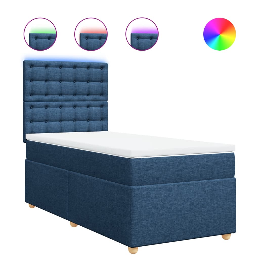 Sommier à lattes de lit avec matelas Bleu 90x200 cm Tissu - XIOS