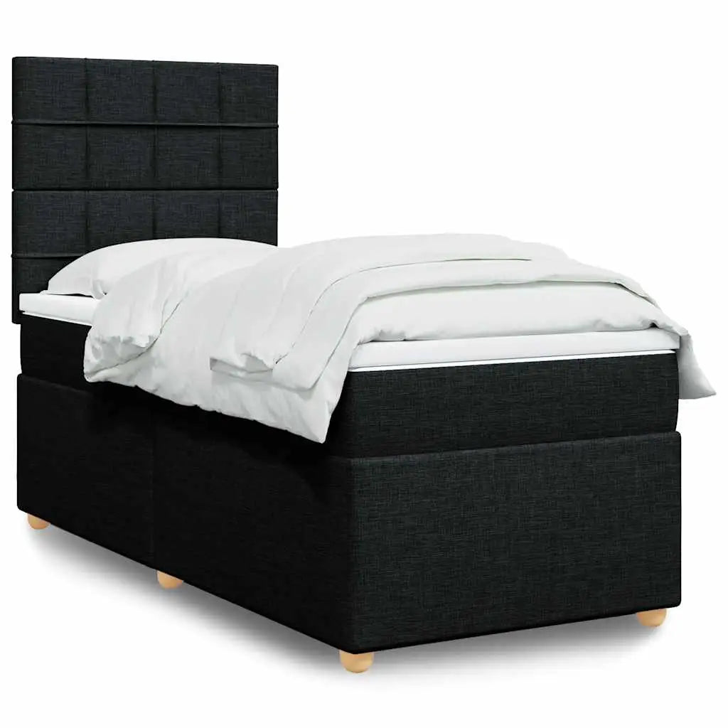 Sommier à lattes de lit avec matelas Noir 100x200 cm Tissu - XIOS
