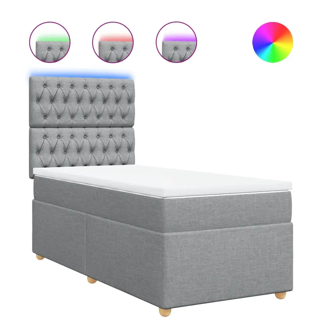 Sommier à lattes de lit avec matelas Gris clair 100x200cm Tissu - XIOS
