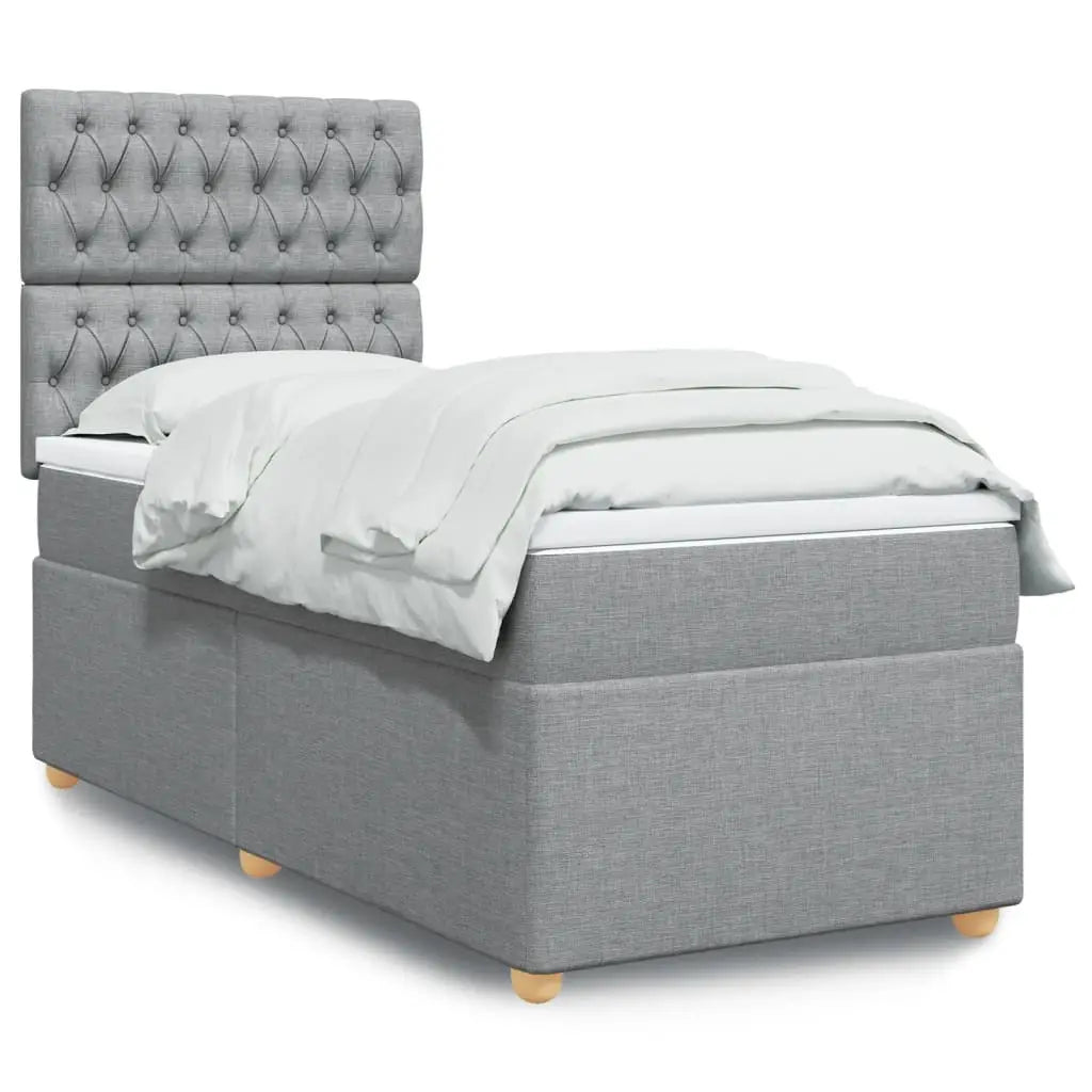 Sommier à lattes de lit avec matelas Gris clair 100x200cm Tissu - XIOS