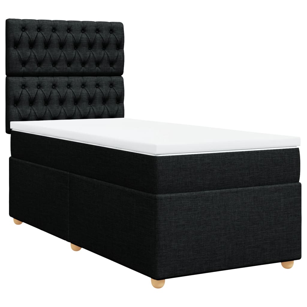 Sommier à lattes de lit avec matelas Noir 100x200 cm Tissu - XIOS