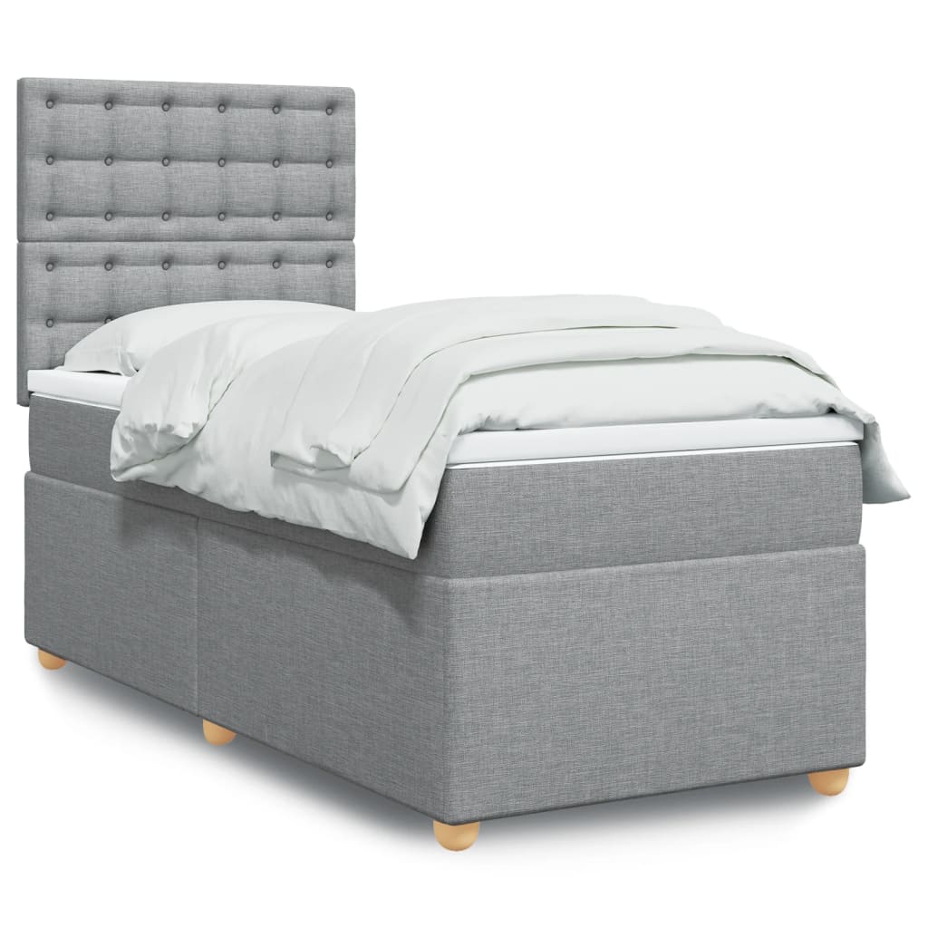 Sommier à lattes de lit avec matelas Gris clair 100x200cm Tissu - XIOS
