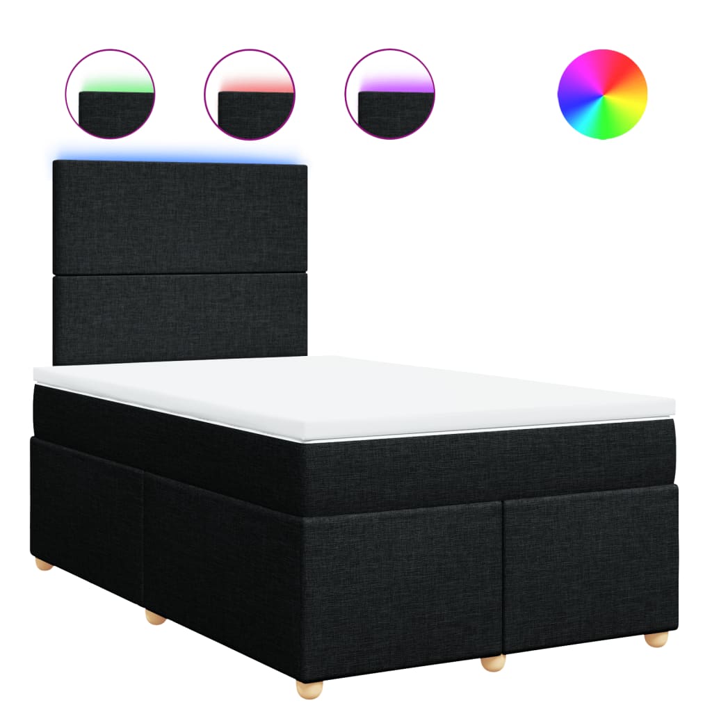 Sommier à lattes de lit avec matelas noir 120x190 cm tissu - XIOS