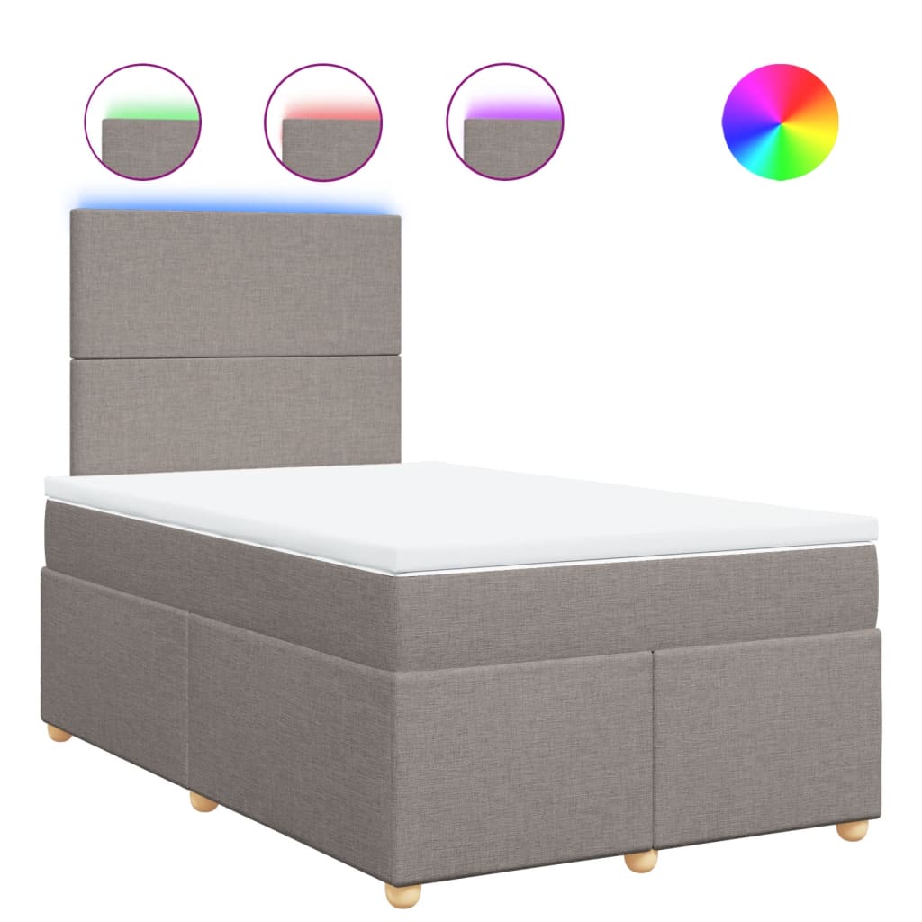Sommier à lattes de lit avec matelas taupe 120x190 cm tissu - XIOS