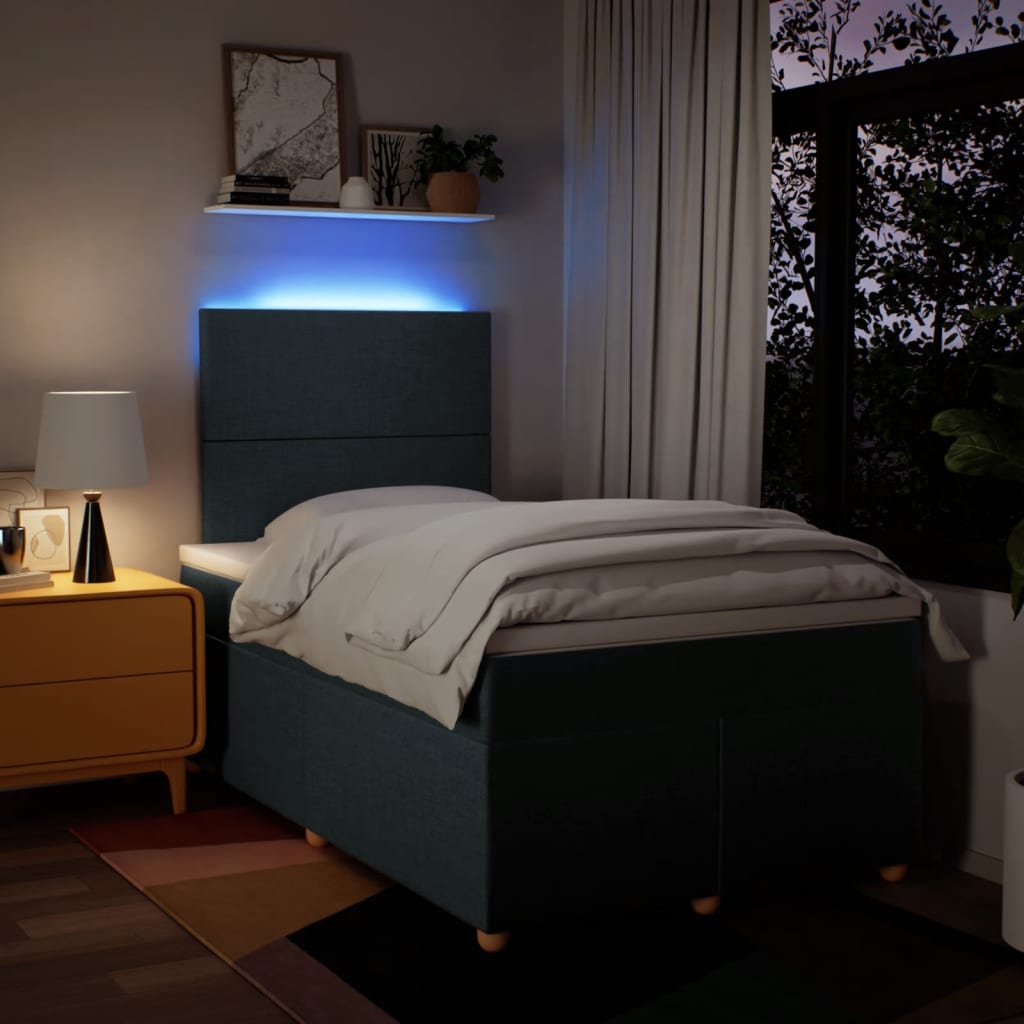 Sommier à lattes de lit avec matelas bleu 120x190 cm tissu - XIOS