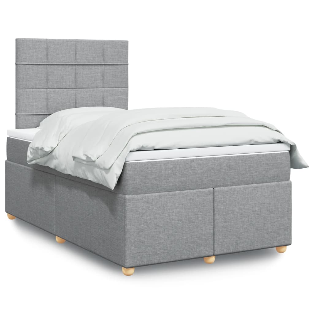 Sommier à lattes de lit et matelas gris clair 120x190 cm tissu - XIOS