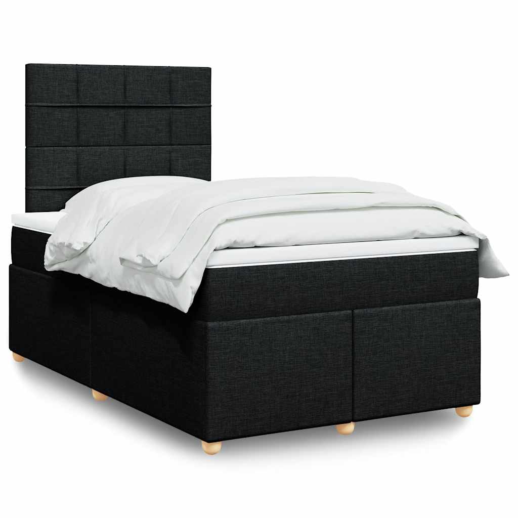 Sommier à lattes de lit avec matelas noir 120x190 cm tissu - XIOS
